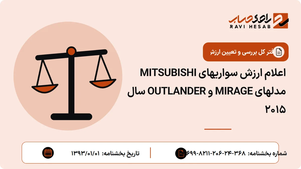 اعلام ارزش سواریهای MITSUBISHI مدلهای MIRAGE و OUTLANDER سال 2015