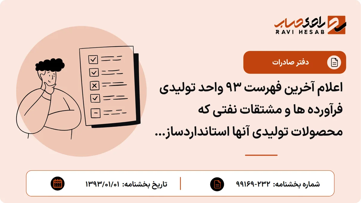 اعلام آخرین فهرست 93 واحد تولیدی فرآورده ها و مشتقات نفتی که محصولات تولیدی آنها استانداردسازی گردیده است