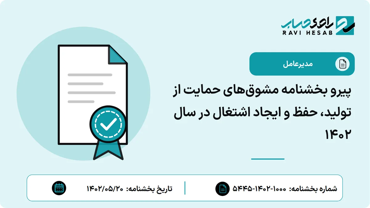 پیرو بخشنامه مشوقهای حمایت از تولید، حفظ و ایجاد اشتغال در سال 1402