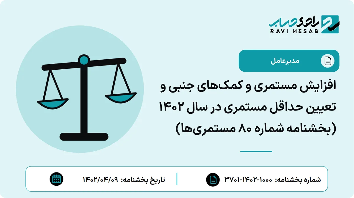افزایش مستمری و کمکهای جنبی و تعیین حداقل مستمری در سال 1402 (بخشنامه شماره 80 مستمریها)
