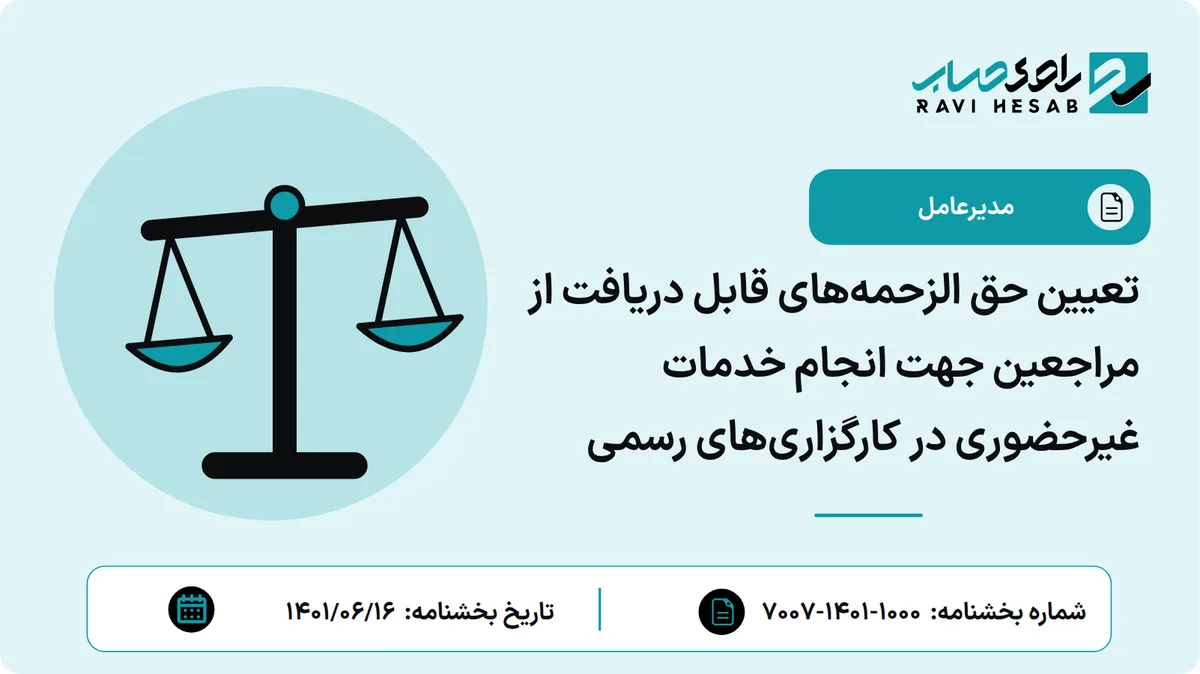 تعیین حق الزحمههای قابل دریافت از مراجعین جهت انجام خدمات غیرحضوری در کارگزاریهای رسمی