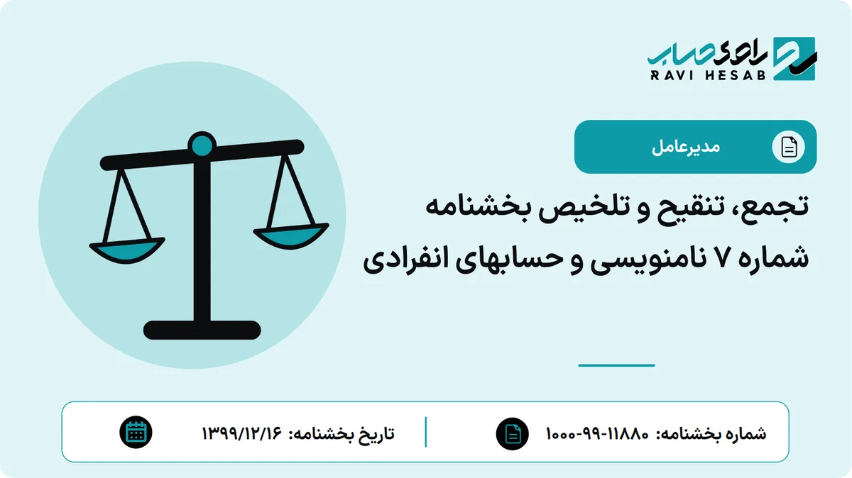 تجمع، تنقیح و تلخیص بخشنامه شماره 7 نامنویسی و حسابهای انفرادی