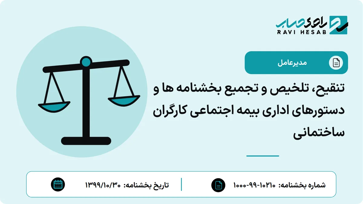 تنقیح، تلخیص و تجمیع بخشنامه ها و دستورهای اداری بیمه اجتماعی کارگران ساختمانی