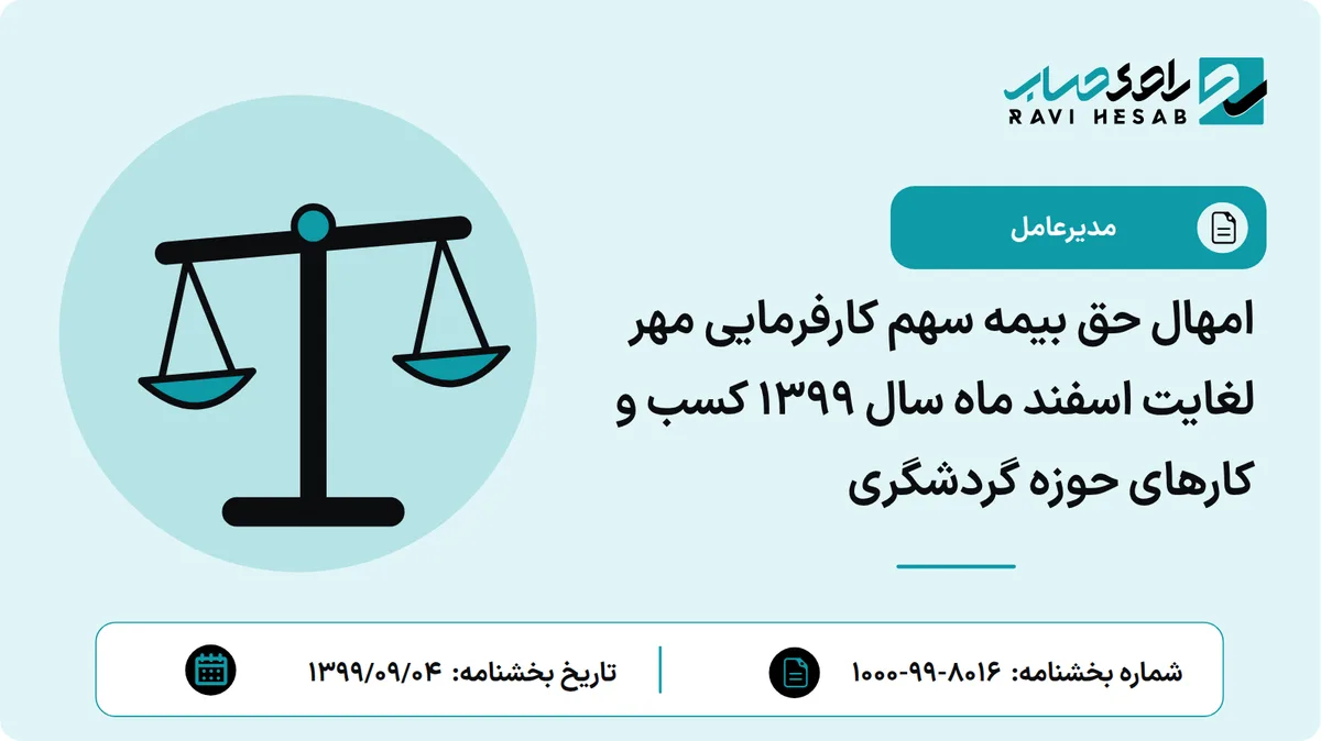 امهال حق بیمه سهم کارفرمایی مهر لغایت اسفند ماه سال 1399 کسب و کارهای حوزه گردشگری