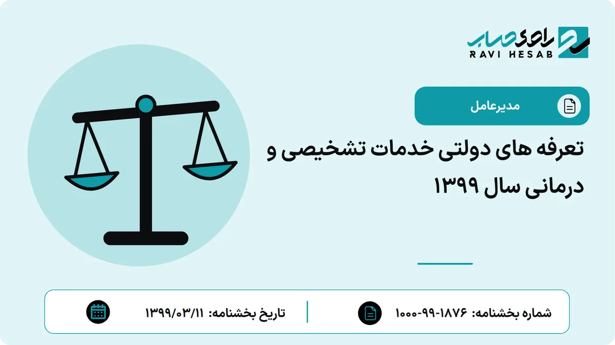 تعرفه های دولتی خدمات تشخیصی و درمانی سال 1399