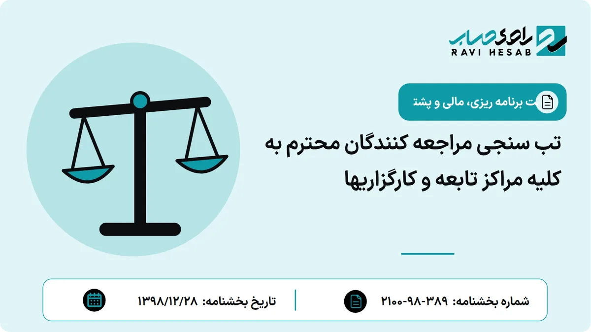 تب سنجی مراجعه کنندگان محترم به کلیه مراکز تابعه و کارگزاریها