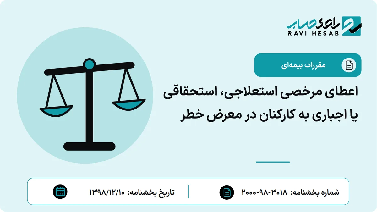 اعطای مرخصی استعلاجی، استحقاقی یا اجباری به کارکنان در معرض خطر