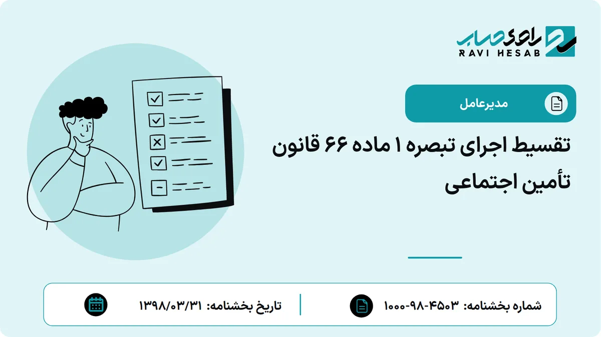 تقسیط اجرای تبصره 1 ماده 66 قانون تأمین اجتماعی