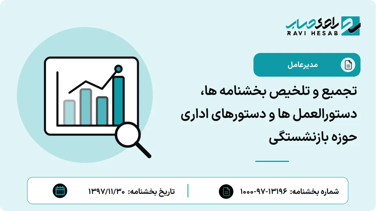 تجمیع و تلخیص بخشنامه ها، دستورالعمل ها و دستورهای اداری حوزه بازنشستگی
