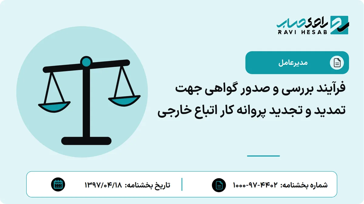فرآیند بررسی و صدور گواهی جهت تمدید و تجدید پروانه کار اتباع خارجی