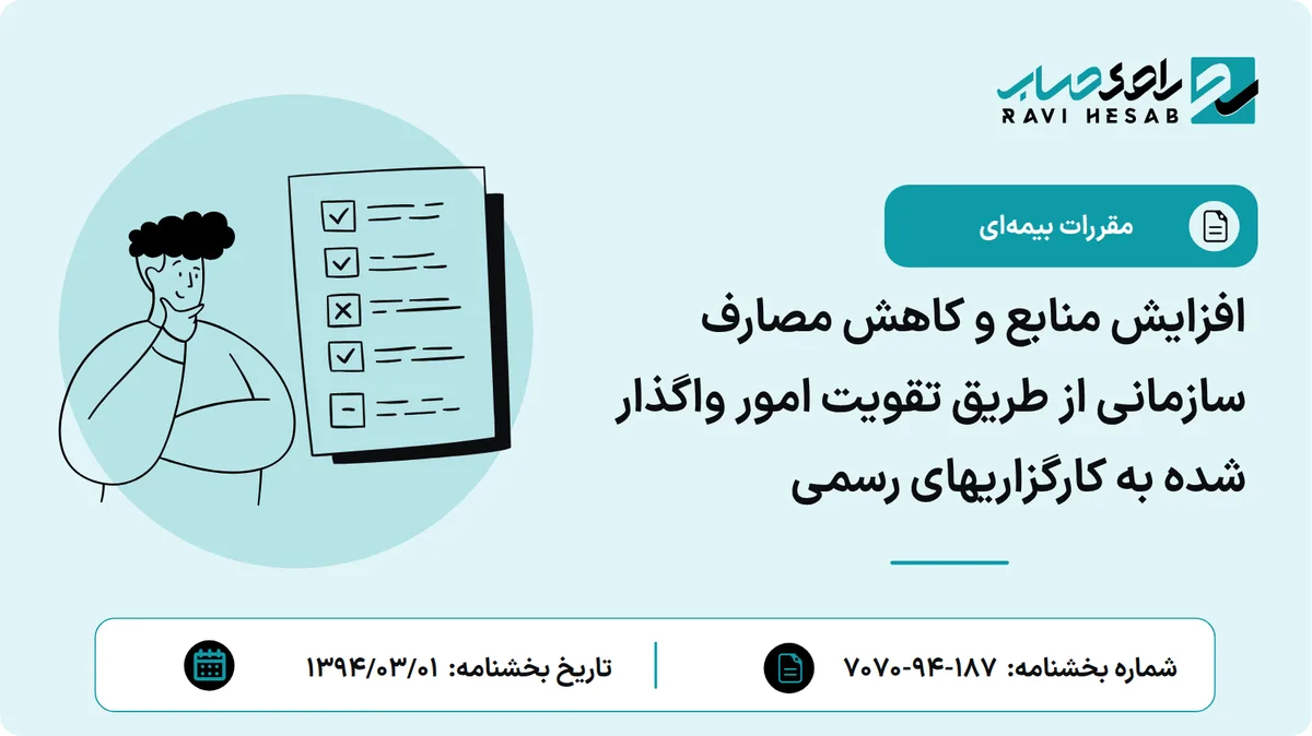 افزایش منابع و کاهش مصارف سازمانی از طریق تقویت امور واگذار شده به کارگزاریهای رسمی