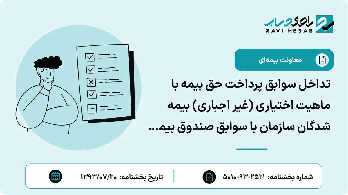 تداخل سوابق پرداخت حق بیمه با ماهیت اختیاری (غیر اجباری) بیمه شدگان سازمان با سوابق صندوق بیمه اجتماعی روستائیان و عشایر