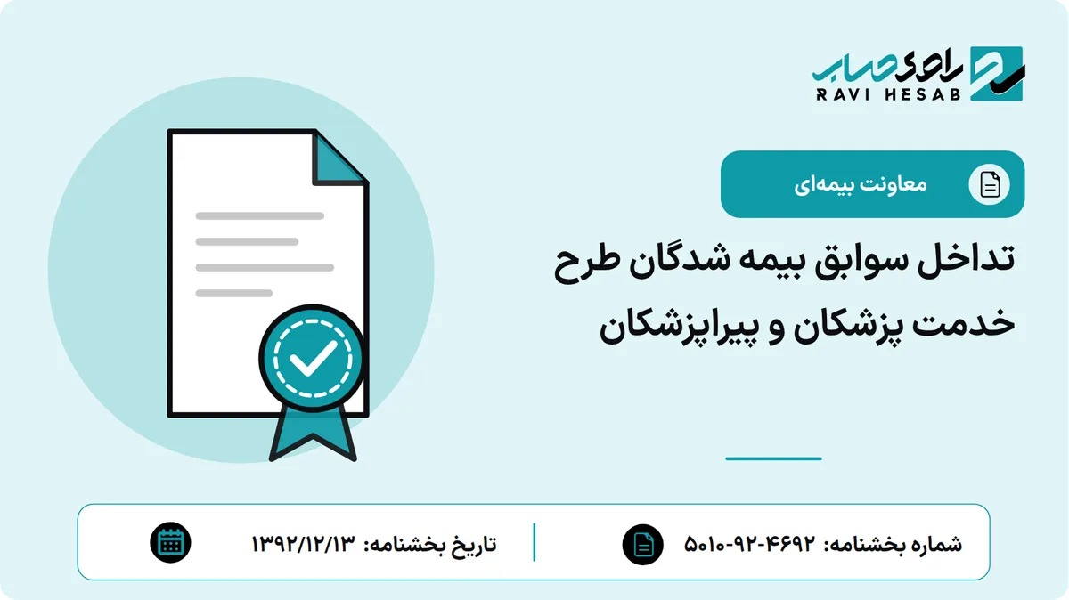 تداخل سوابق بیمه شدگان طرح خدمت پزشکان و پیراپزشکان