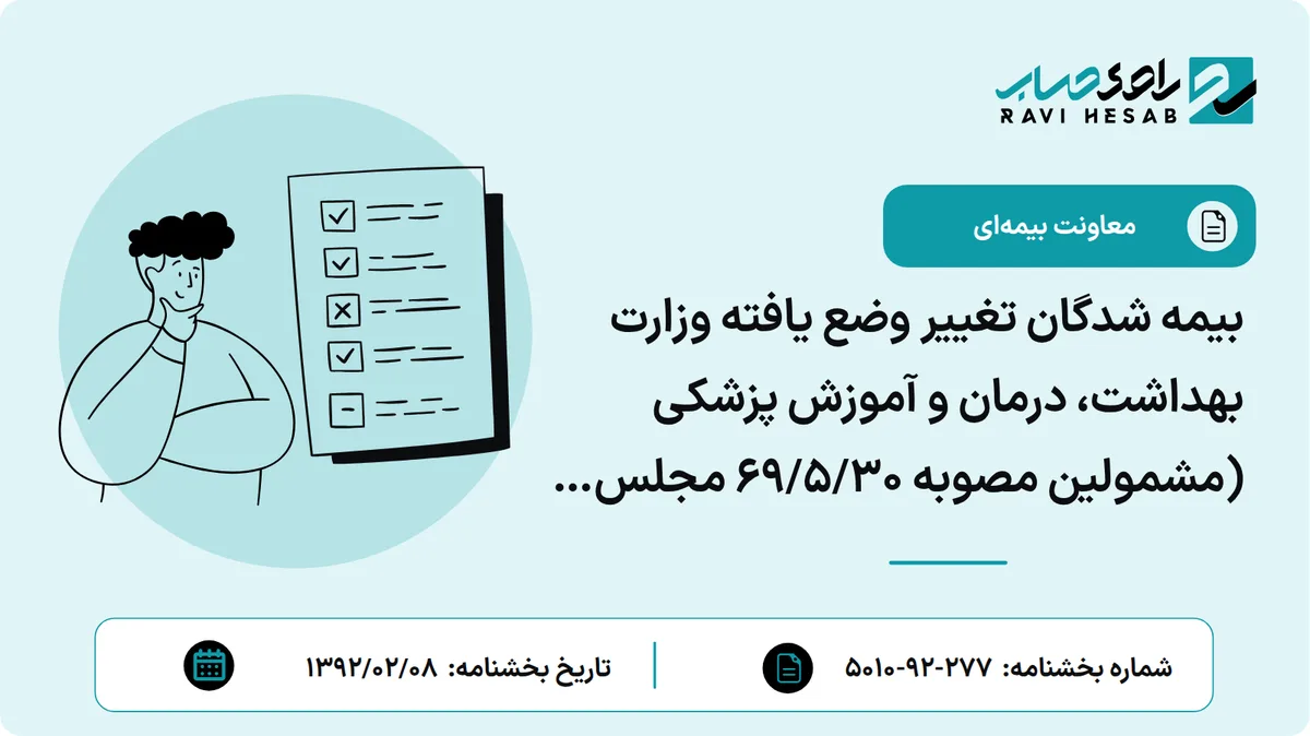 بیمه شدگان تغییر وضع یافته وزارت بهداشت، درمان و آموزش پزشکی (مشمولین مصوبه 69/5/30 مجلس شورای اسلامی)
