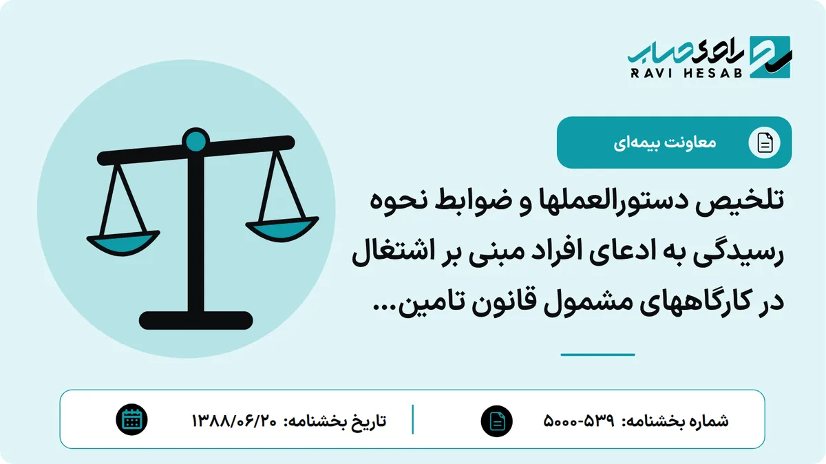 تلخیص دستورالعملها و ضوابط نحوه رسیدگی به ادعای افراد مبنی بر اشتغال در کارگاههای مشمول قانون تامین اجتماعی و احراز سوابق بیمه ای