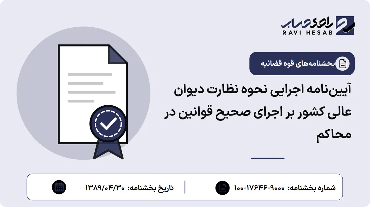آییننامه اجرایی نحوه نظارت دیوان عالی کشور بر اجرای صحیح قوانین در محاکم