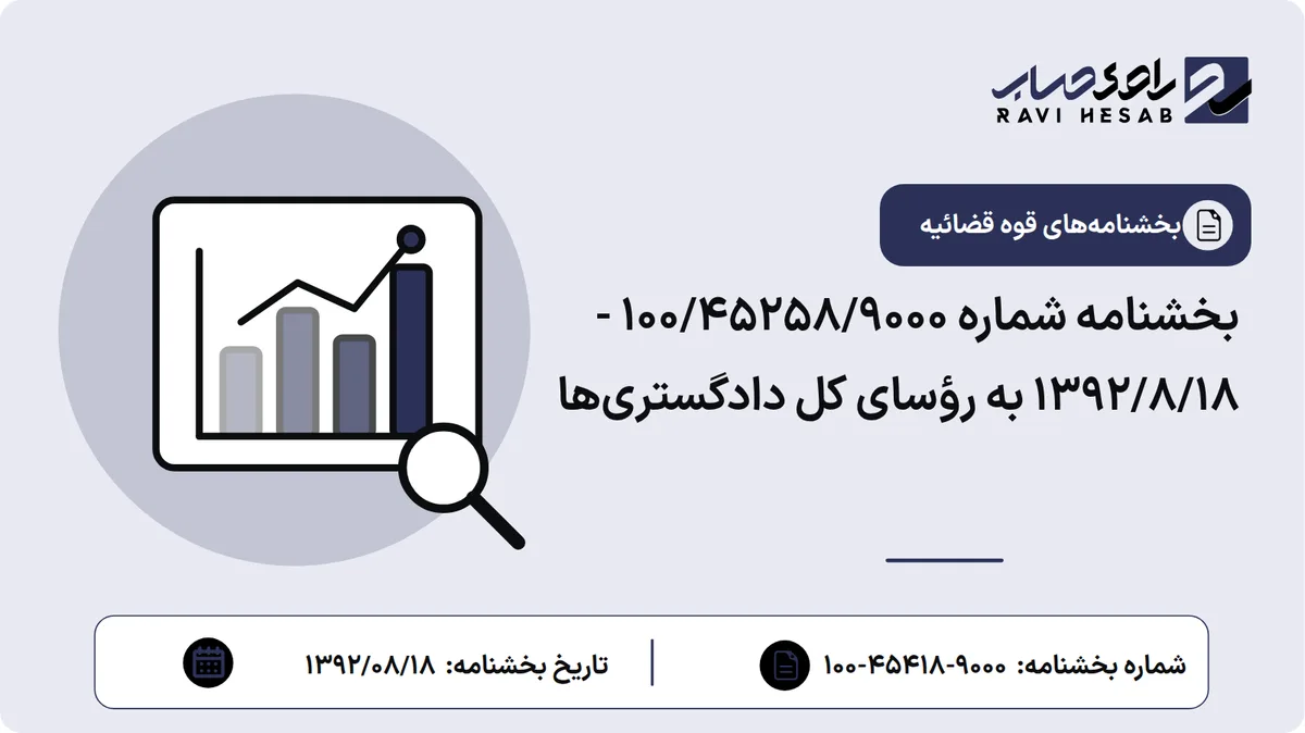 بخشنامه شماره ۱۰۰/۴۵۲۵۸/۹۰۰۰ - ۱۳۹۲/۸/۱۸ به رؤسای کل دادگستریها