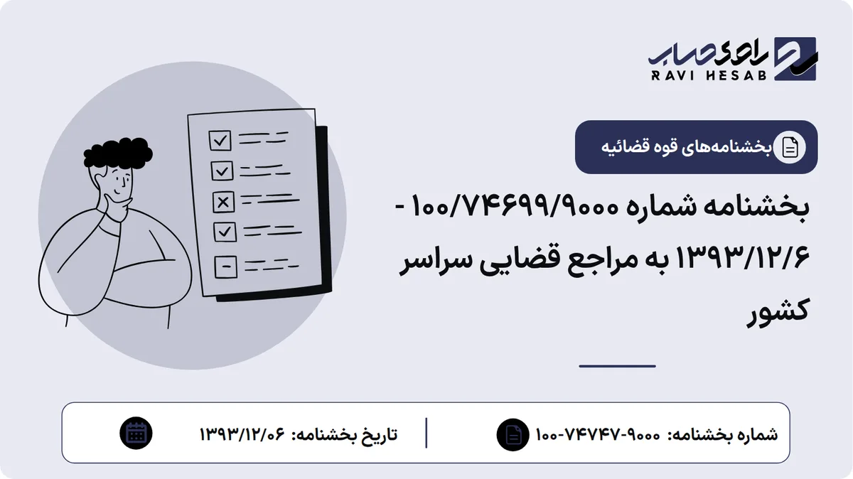 بخشنامه شماره ۱۰۰/۷۴۶۹۹/۹۰۰۰ - ۱۳۹۳/۱۲/۶ به مراجع قضایی سراسر کشور