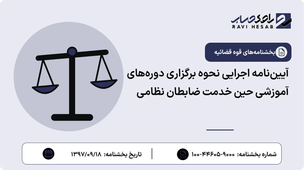 آییننامه اجرایی نحوه برگزاری دورههای آموزشی حین خدمت ضابطان نظامی