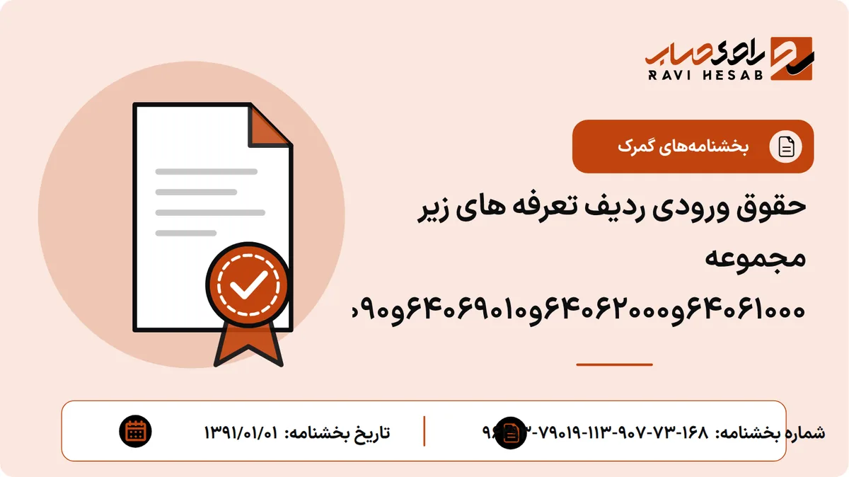 حقوق ورودی ردیف تعرفه های زیر مجموعه 64061000و64062000و64069010و64069090