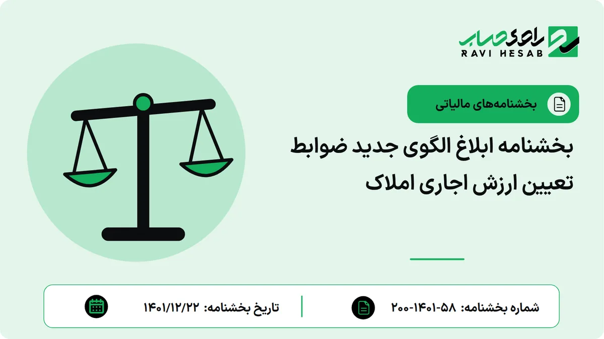 بخشنامه ابلاغ الگوی جدید ضوابط تعیین ارزش اجاری املاک