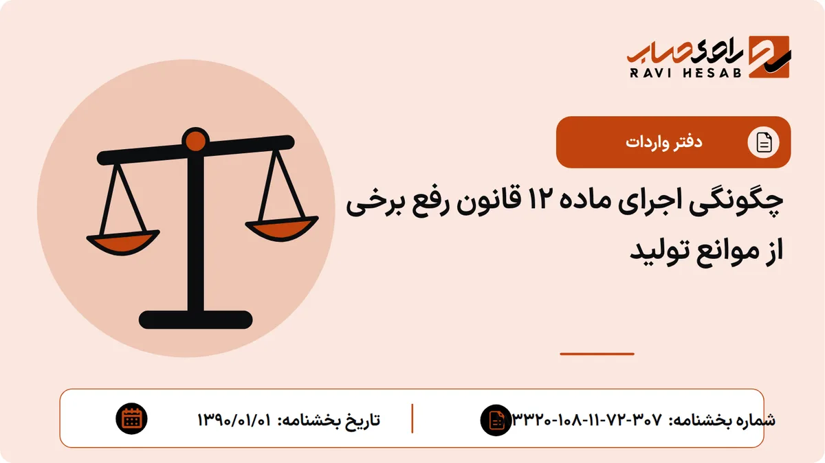 چگونگی اجرای ماده 12 قانون رفع برخی از موانع تولید