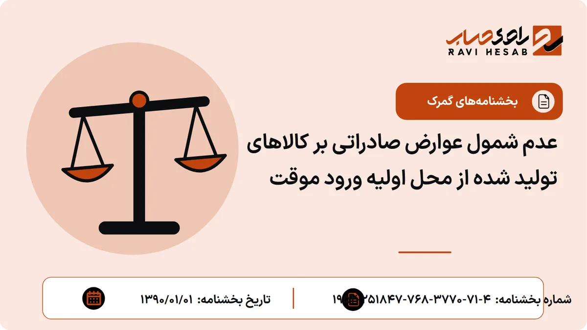 عدم شمول عوارض صادراتی بر کالاهای تولید شده از محل اولیه ورود موقت