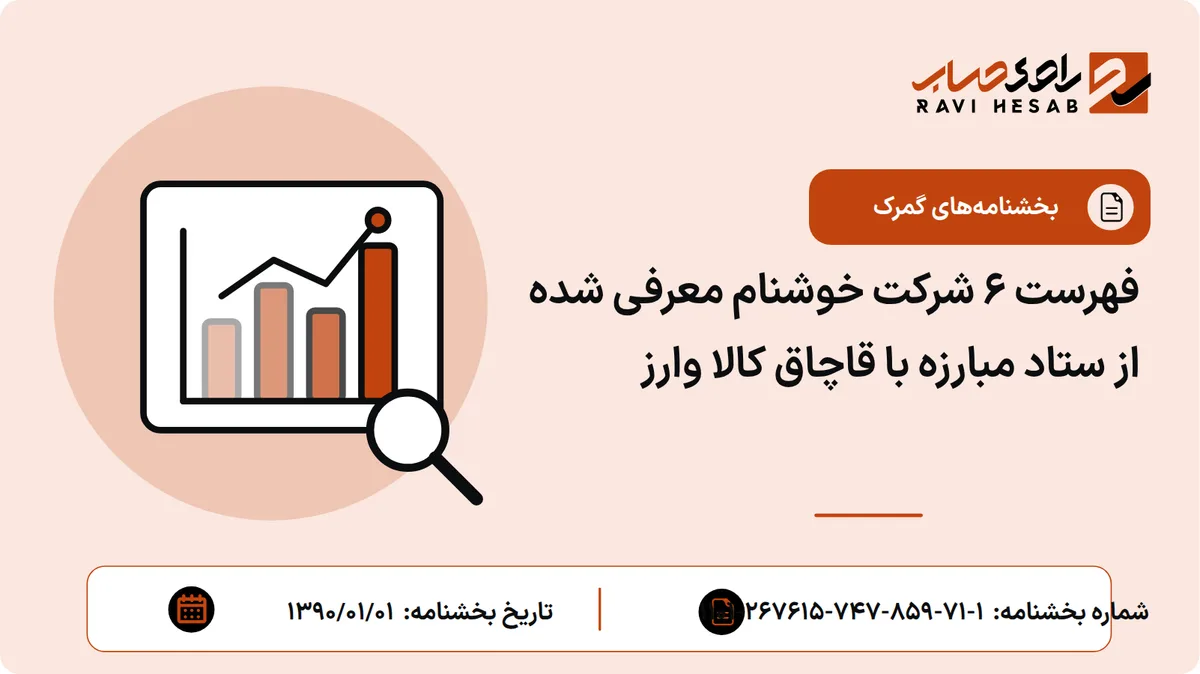 فهرست 6 شرکت خوشنام معرفی شده از ستاد مبارزه با قاچاق کالا وارز