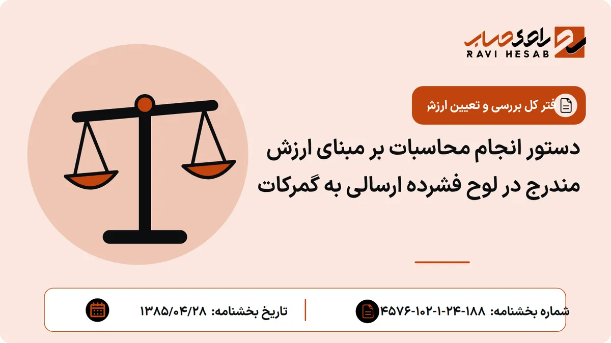 دستور انجام محاسبات بر مبنای ارزش مندرج در لوح فشرده ارسالی به گمرکات