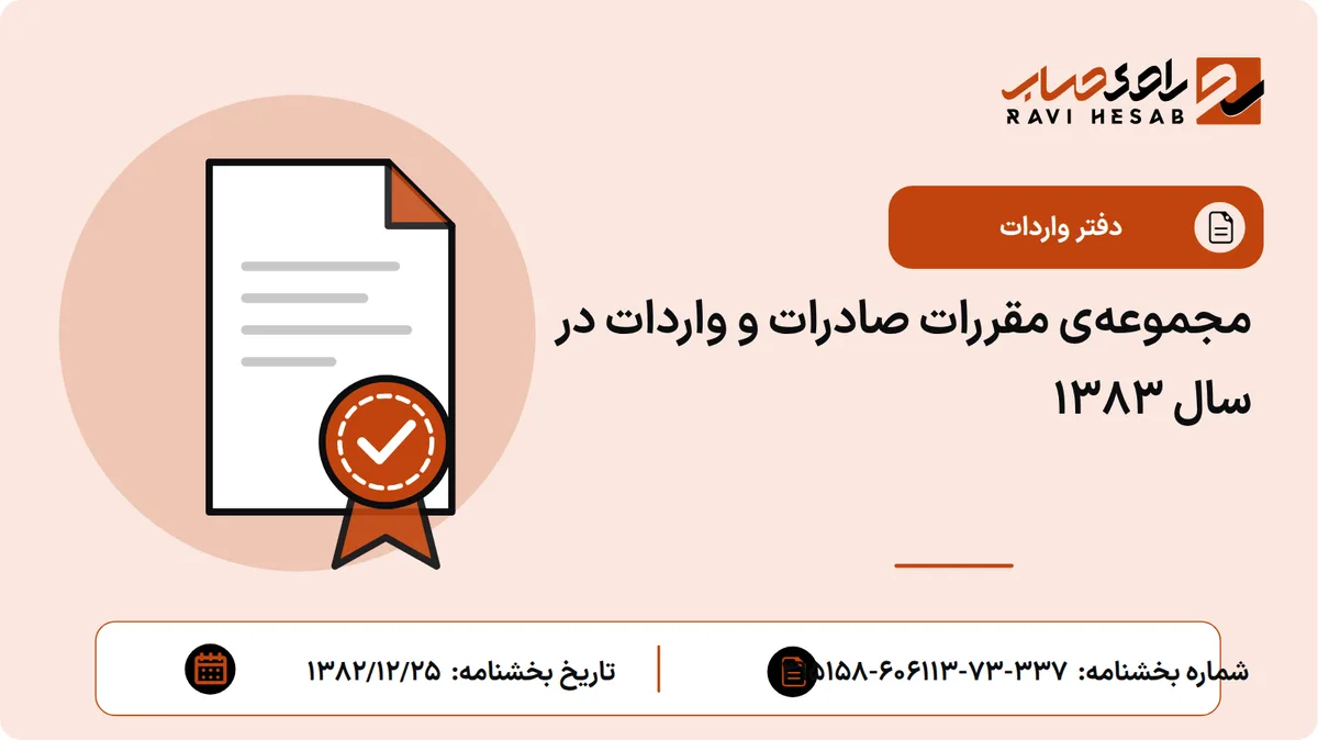 مجموعهی مقررات صادرات و واردات در سال ۱۳۸۳