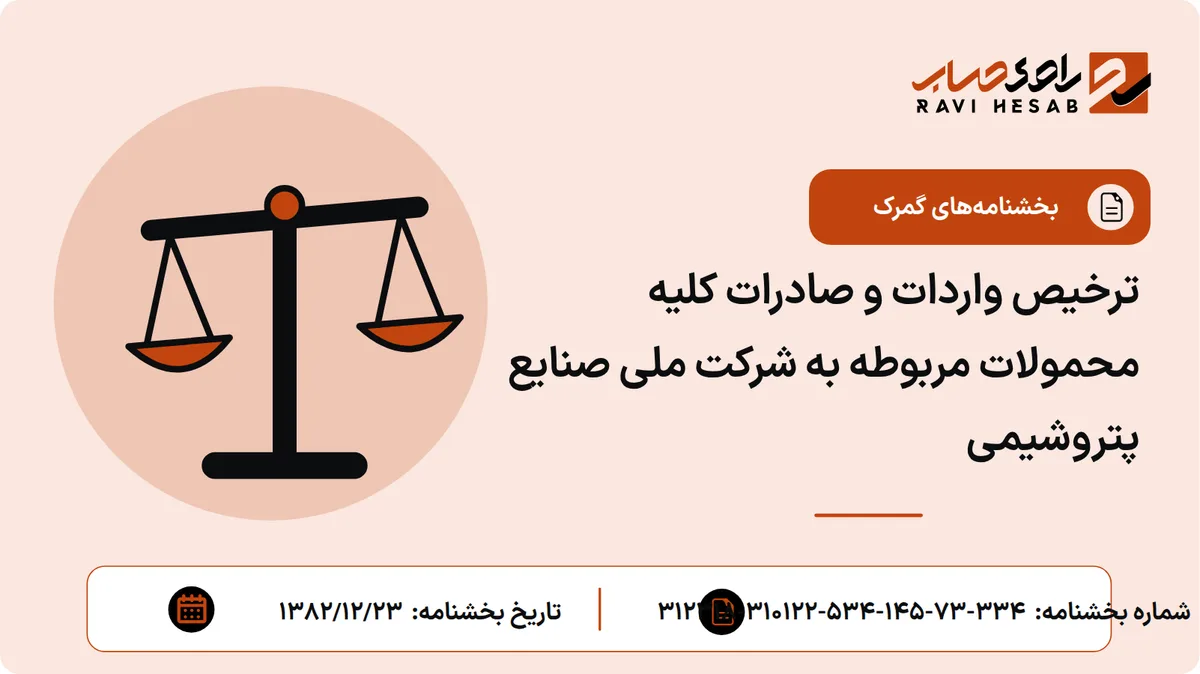 ترخیص واردات و صادرات کلیه محمولات مربوطه به شرکت ملی صنایع پتروشیمی