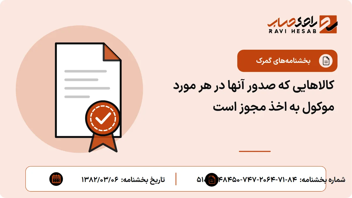 کالاهایی که صدور آنها در هر مورد موکول به اخذ مجوز است
