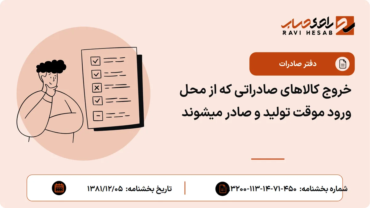 خروج کالاهای صادراتی که از محل ورود موقت تولید و صادر میشوند