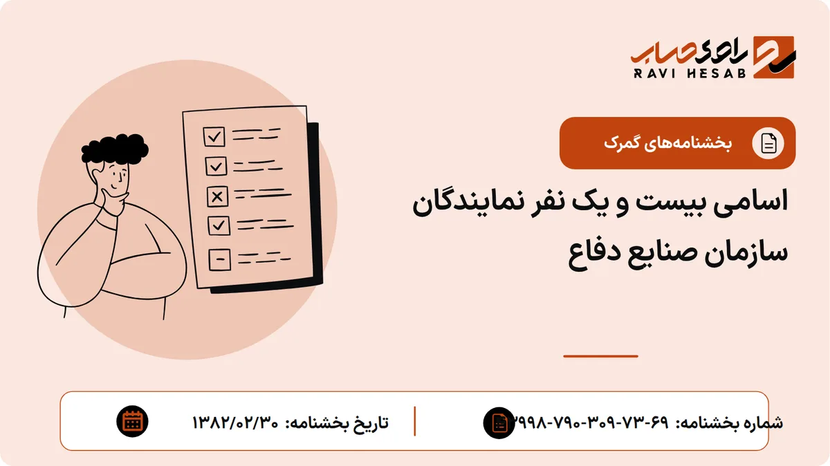اسامی بیست و یک نفر نمایندگان سازمان صنایع دفاع