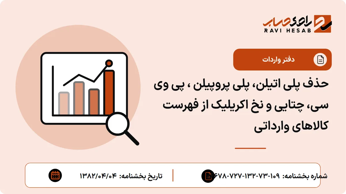 حذف پلی اتیلن، پلی پروپیلن ، پی وی سی، چتایی و نخ اکریلیک از فهرست کالاهای وارداتی