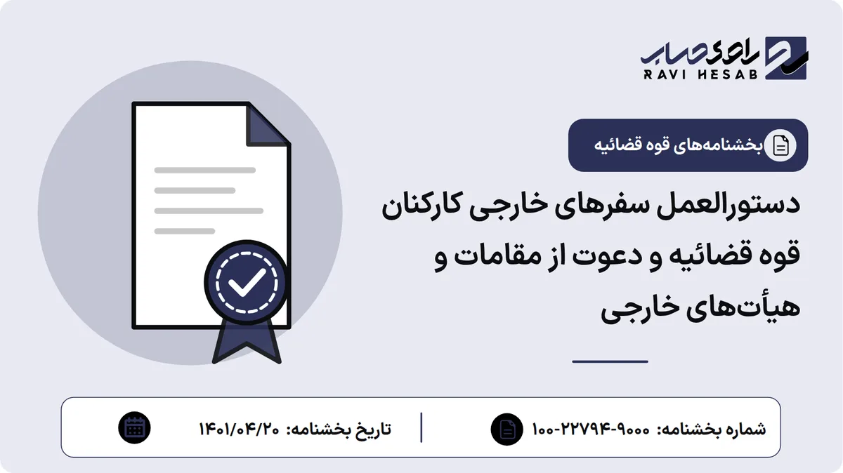 دستورالعمل سفرهای خارجی کارکنان قوه قضائیه و دعوت از مقامات و هیأتهای خارجی