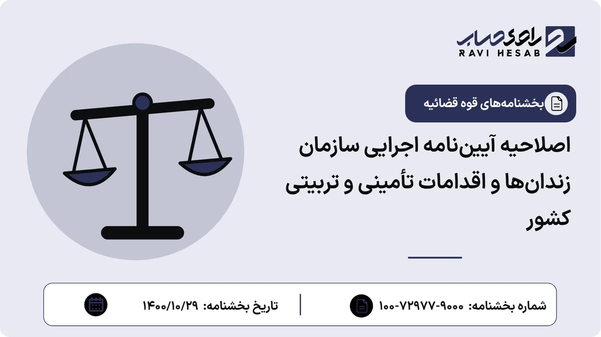 اصلاحیه آییننامه اجرایی سازمان زندانها و اقدامات تأمینی و تربیتی کشور