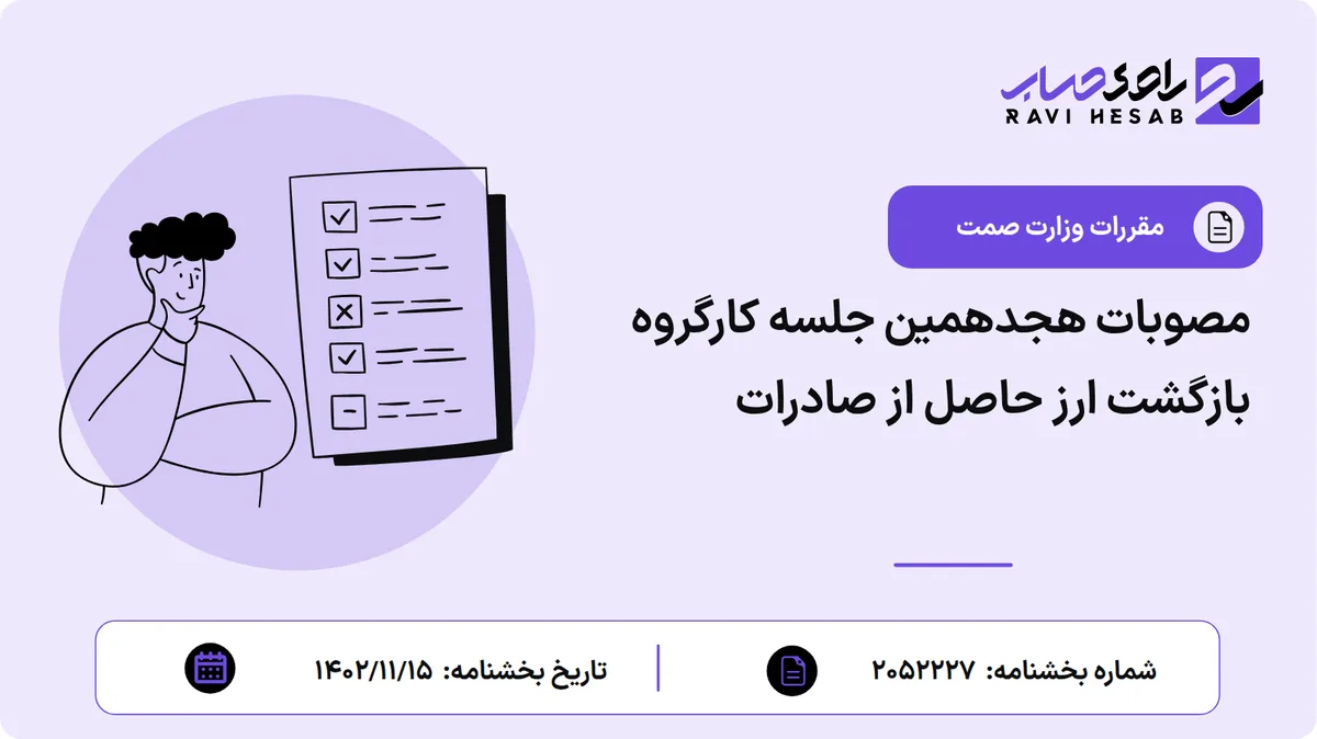 مصوبات هجدهمین جلسه کارگروه بازگشت ارز حاصل از صادرات