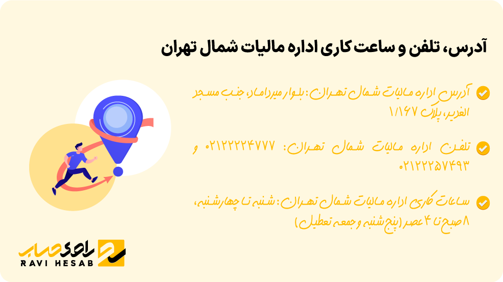  آدرس، تلفن و ساعت کاری اداره مالیات شمال تهران