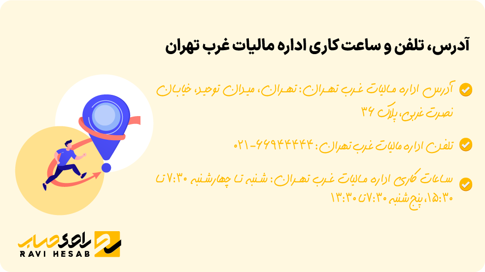 آدرس، تلفن و ساعت کاری اداره مالیات غرب تهران