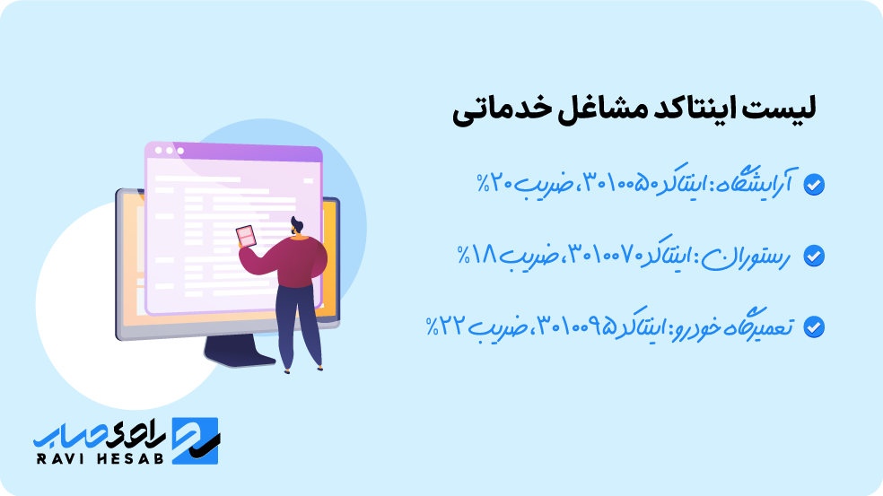 لیست اینتاکد مشاغل خدماتی