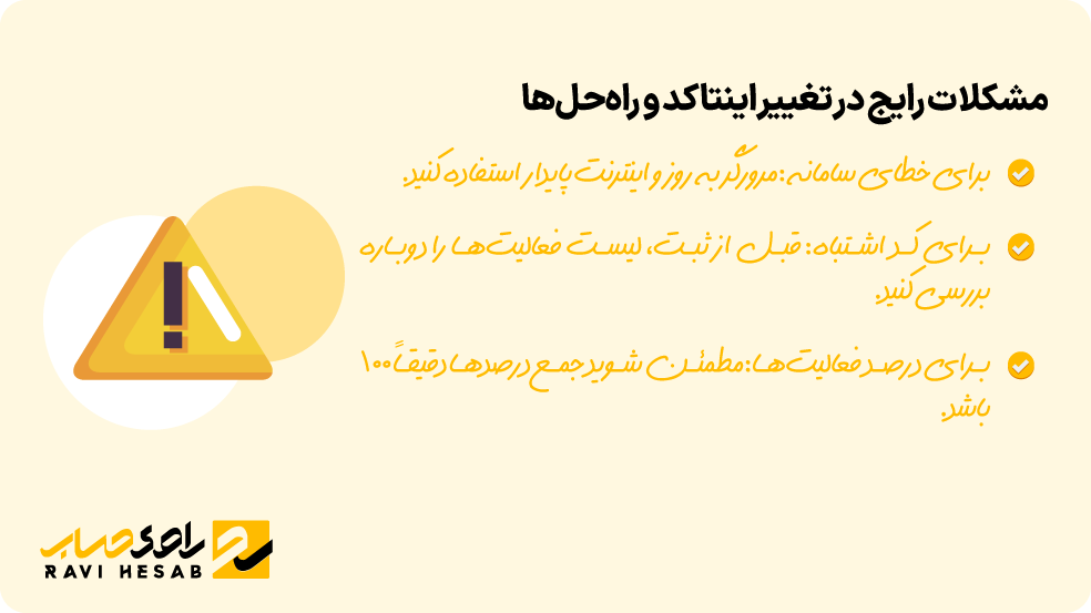 مشکلات تغییر اینتاکد در سامانه مالیاتی و روش حل آن‌ها