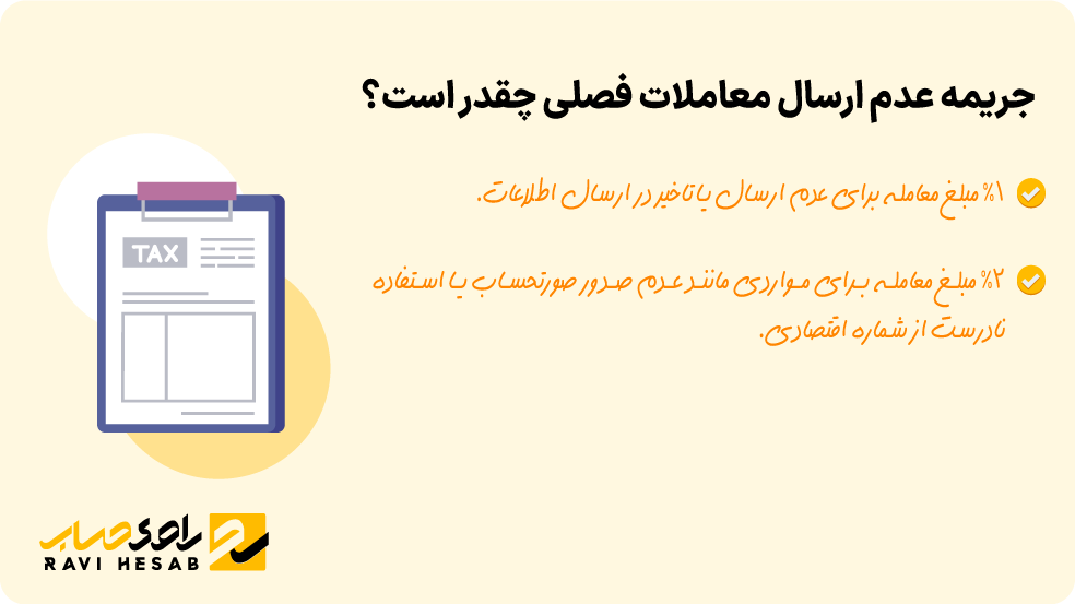 میزان جریمه عدم ارسال معاملات فصلی