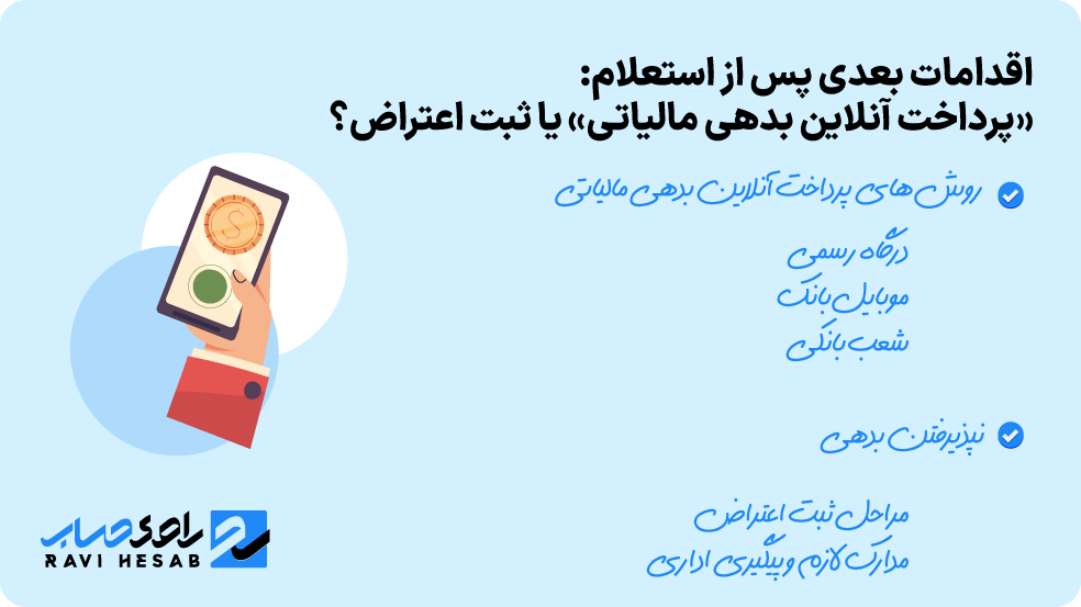 اقدامات بعد از استعلام بدهی مالیاتی: پرداخت آنلاین یا ثبت اعتراض