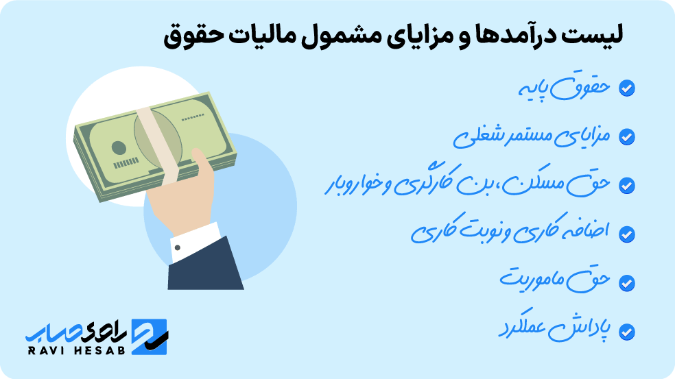 لیست درآمدها و مزایای مشمول مالیات حقوق